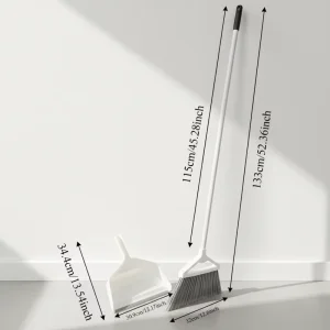 Long Handle Eco-Friendly Angle Broom & Plastic Dustpan Cleaning Bundle for Daily and Outdoor Floor Spot Cleaning