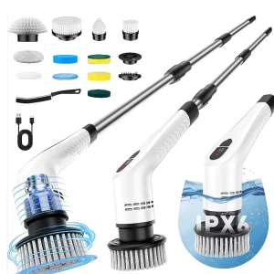 Long Handle Electric Cleaning Brush Cordless Spin Scrubber with Extendable Handle Rechargeable Bathroom & Floor Cleaning Brush