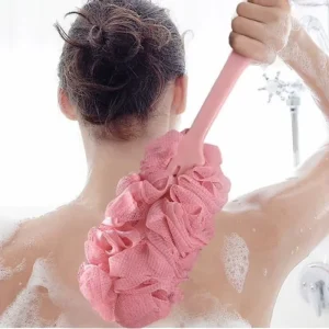 Long Handle Hanging Soft Mesh Back Body Bath Brush Spa Scrubber Made of Durable Plastic Shower Scrubber Sponge