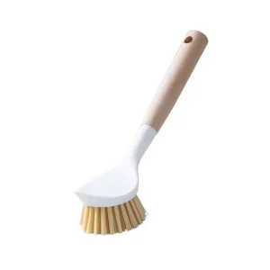 Long Handle Household Kitchen Wok Cleaning Brush Plastic Bristle Material Wooden Handle Stain Cleaning Brush