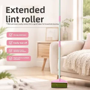 Long Handle Large Floor Lint Roller Tearable Peel off Sticky Roller for Pet Hair and Human Hair Removal Floor Hair Sweeping Brush