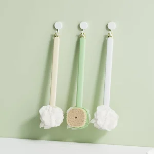 Long Handle PP Cleaning Brush with Nylon Bristles and Mud Rubbing Function for Back and Painless Bathroom Use