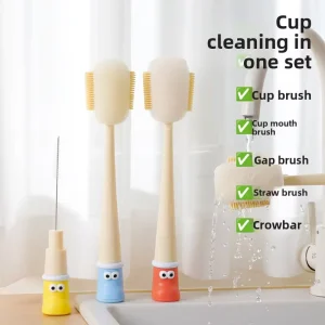 Long Handle PP Sponge Baby Bottle Sippy Cup Cleaning Brush