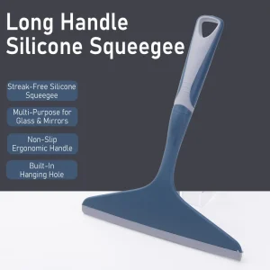 Long Handle Plastic Window Squeegee Window Cleaning Squeegee with Rubber Blade