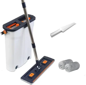 Long Handle Replaceable 2 Mopheads Eco Friendly Self Wringer Mop Head Household Floor Cleaning Ultra fine Fiber Flat Mop Bucket