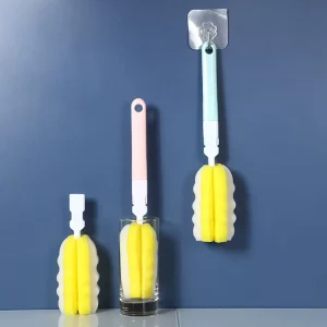 Long Handle Sponge Bottle Brush Replaceable Cup Cleaning Brush For Baby Bottle Water Glass