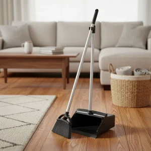 Long Handle Stainless Steel Household Broom Stick Set PVC PP Plastic Broom Head Brush for Outdoor Cleaning Mop Dustpan Included