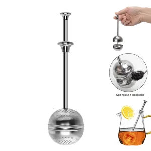 Long Handle Stainless Steel Tea Ball Tea Diffuser Fine Mesh Strainers Premium Tea Infuser Filter for Loose Leaf Tea