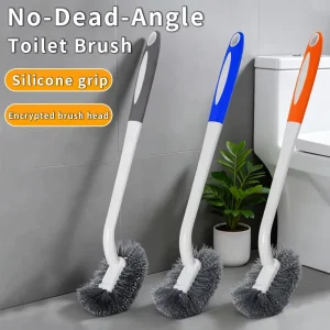 Long Handle Wall mounted Bathroom Cleaning Brush Soft Bristle Toilet Brush with No Dead Angle Plastic