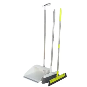 Long Handle White Broom Brush and Dustpan Set White 180 Degree Rotatable Broom and Dustpan Set