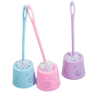 Long Handled Eco Friendly Sponge Household Toilet Cleaning Brush Set Nylon Bristles Plastic Head for Non Dead Corner Bathroom