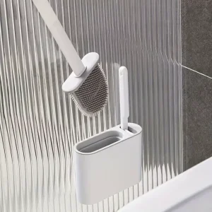 Long Handled Wall Hanging Silicone Toilet Cleaning WC Brush Holder Water Proof Quick Drying Bathroom Accessories Soft Plastic