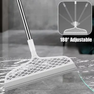 Long Plastic Handle Floor Squeegee Broom Eco Friendly & Durable Adjustable Cleaning Tool for Bathroom and Household Use