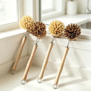 Long Pot Scrubber Dish Non Scratch Bamboo Dish Washing Brush Small Household Kitchen Cleaning Brush Household Cleaning Tool