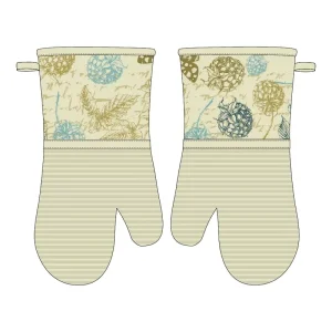 Long Printed Cotton Silicone Heat Resistant Eco Friendly Dishwasher Safe Oven Mitts Protection for BBQ Camping Fire Pit Cooking