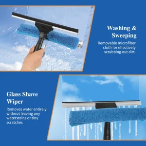 Long Reach Heavy Duty Eco Friendly Window Cleaner Scraper Squeegee Detachable Microfiber Cloth Plastic Rubber Blade Aluminum