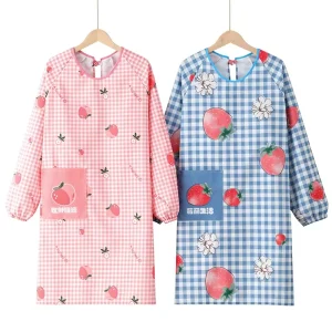 Long Sleeve Anti Fouling Korean Style Cooking Apron for Women Home Kitchen Waist Apron Fashionable Workwear for Adults Men’s