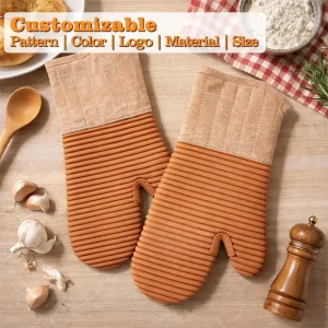 Long Sleeve Heat Resistant Silicone Gloves Mitts Set Extended Cuff Oven Glove for Bbq Chef Oven Mitt
