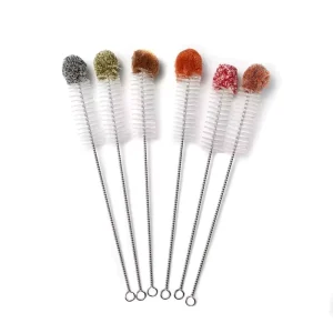 Long Steel Handled Cotton Tip Nylon Water Cup Cleaning Brush Kitchen Cleaning Bottle 360 Degree Glass Teacup Clean