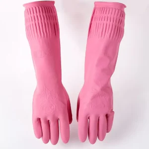Long Type Latex Household Gloves Hand Gloves for Home Work with Beautiful Colors 100g