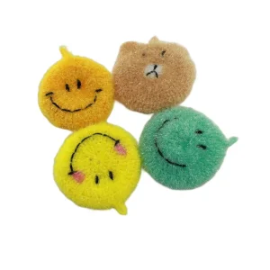 Lovely Hand Crochet Acrylic Red Smile Sponge Dish Scrubber Kitchen Scouring Pad
