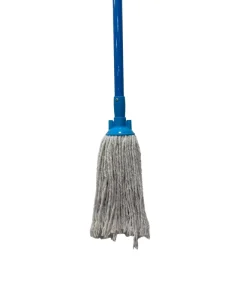 Low MOQ Natural White Cotton Wet Mop Head With Blue Plastic Accessory