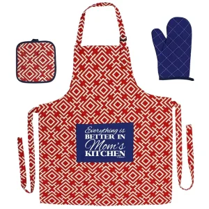 Low Minimum Order Quantity Reusable Eco Friendly Fashionable Customizable Printed Sleeveless Cotton Kitchen Set Including Apron