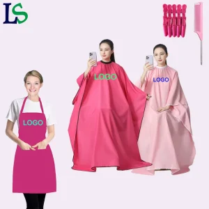 Low Moq Mixed Hairdressing Cape Apron Barber Tool Pink Polyester Waterproof Custom Logo Haircut Capes With Adjustable Neckline