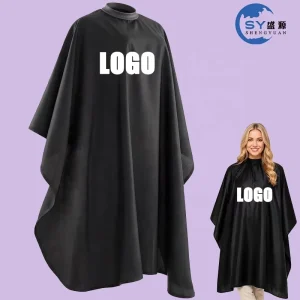 Low Moq Professional Custom logo Waterproof Hair Beauty Salon Hair Cutting Apron Styling Polyester Barber Cape for Women and Men