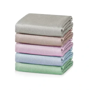 Low Price Solid Color Microfiber Fish Scale Cloth Wet & Drying Diamond Cloth Cleaning Towels for Glass