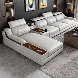 Luxury 1+2+3 Faux Leather Sectional Sofa Set Latest Design Living Room Furniture for Hotels and Apartments