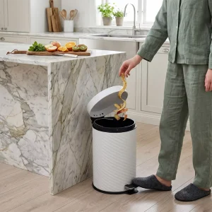 Luxury 3-30L Dustbin Indoor Kitchen Metal Food Waste Bin Foot Pedal Garbage Bin