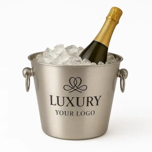 Luxury Custom Metal Ice Bucket with 2.5L Capacity for Wedding or Gift for Champagne Cooler Tub Durable Round Logo