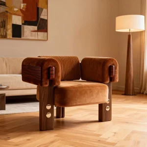 Luxury Indoor Living Room Furniture High quality Fabric Upholstered Single Chair Sofa