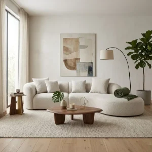 Luxury Nordic Chenille Fabric Sectional Modular Sofa Couch Modern Curved Cloud Boucle Sofa Set for Living Room Furniture