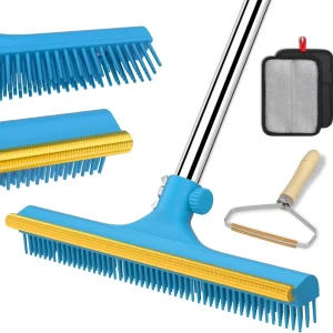 Luxury Plastic 3 In 1 Carpet Rake Kit Pet Hair Remover Brush Glove Tool Cleaner