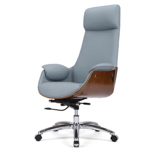 Luxury Traditional Ergonomic Back Wooden Shell Adjustable Gas Lifting Executive Office Leather Chair