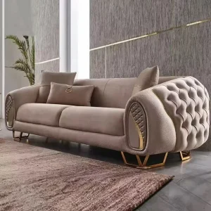 Luxury and High end Fabric Sofa Living Room Italian Minimalist Design Stainless Steel and Solid Wood Leisure Set of Fabric Sofas