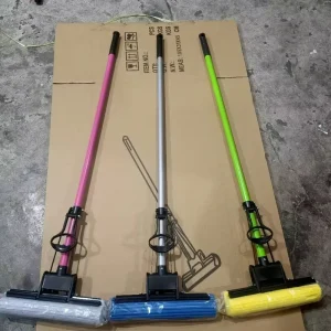 MP17 Foreign Trade Single Row Cotton Rubber Mop Store Small Straight Rod Sponge Mop Water Absorbing Stall Mop
