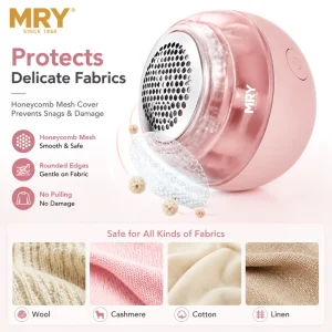 MRY Rechargeable Lint Remover Electric Fabric Shaver Stainless Steel Blade Clothes Fuzz Cleaner for Wool Cotton Linen Cashmere