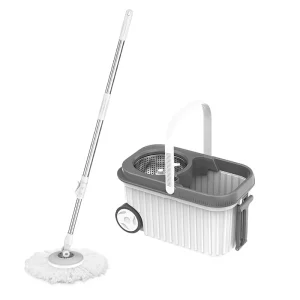 Magic 360 Rotating Floor Mop Bucket Set Wheels Eco friendly Durable Stainless Steel Handle 1 Microfiber Mophead Four Side