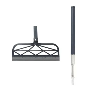 Magic Broom Floor Squeegee with Telescopic Stainless Steel Handle Hollow Frame Silicone Water Wiper for Bathroom