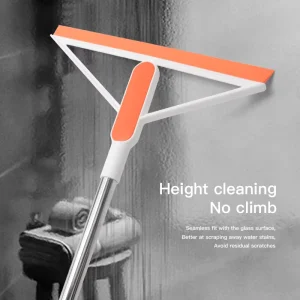 Magic Broom Squeegee with Stainless Steel Handle 2 in 1 Floor Wiper Wall mounted Window Cleaner for Home