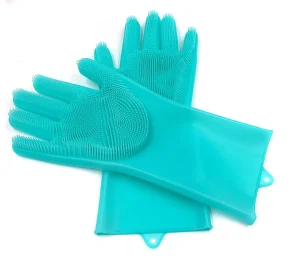 Magic Sak Silicone Washing Glove Cleaning Brush Scrubber Gloves Heat Resistant
