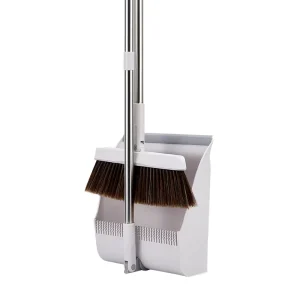 Magnetic Foldable Household Broom and Dustpan Set Non Stick Soft Bristle Brush for Cleaning Plastic Head Broom Stick