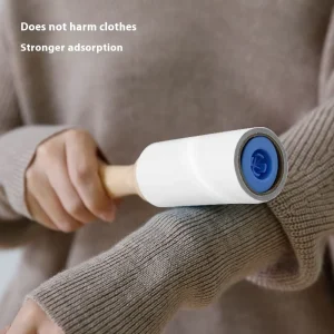 Manual Eco friendly Clothing Dust Removal Brush Roll Paper Wooden Handle Teardrop Sticky Hair Roller Lint