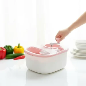 Manual Fruit Washer Spinner Cleaning Device Portable Drain Basket Scrubber Brush Cleaner Machine For Household Kitchen
