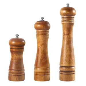 Manual Oak Pepper Grinder 5″ 8″ 10″ Glass Mill Metal Bottle for Pepper Salt Seasoning