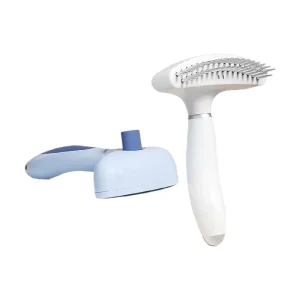Manual Rubber Grip with Rounded Safety Blade for Long Haired Cats Dogs Deshedding Pet Dematting Grooming Tool