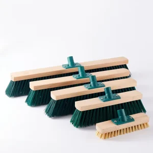 Manufactory Heavy Duty Floor Sweep Broom Wooden Push 5 Size High Quality Large Stiff Push Broom With Wooden Handle